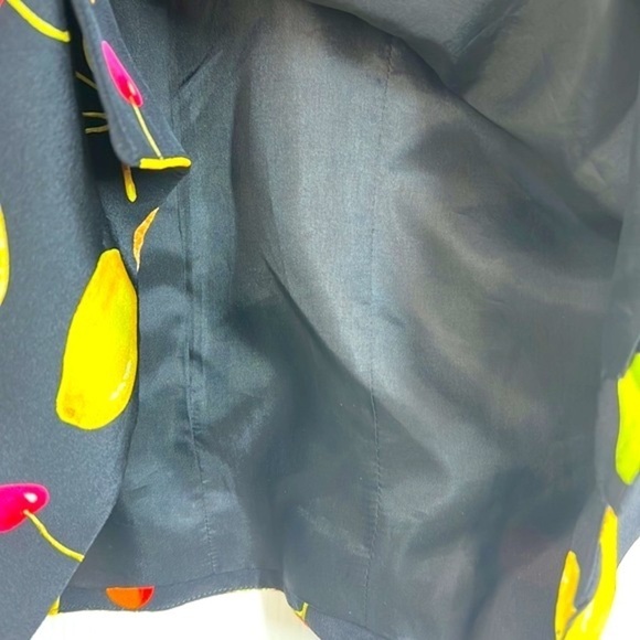Maggy L - Bright Colorful Fruit Long Sleeve Button Down Silk Top Size 6 Petite - Picture 11 of 13